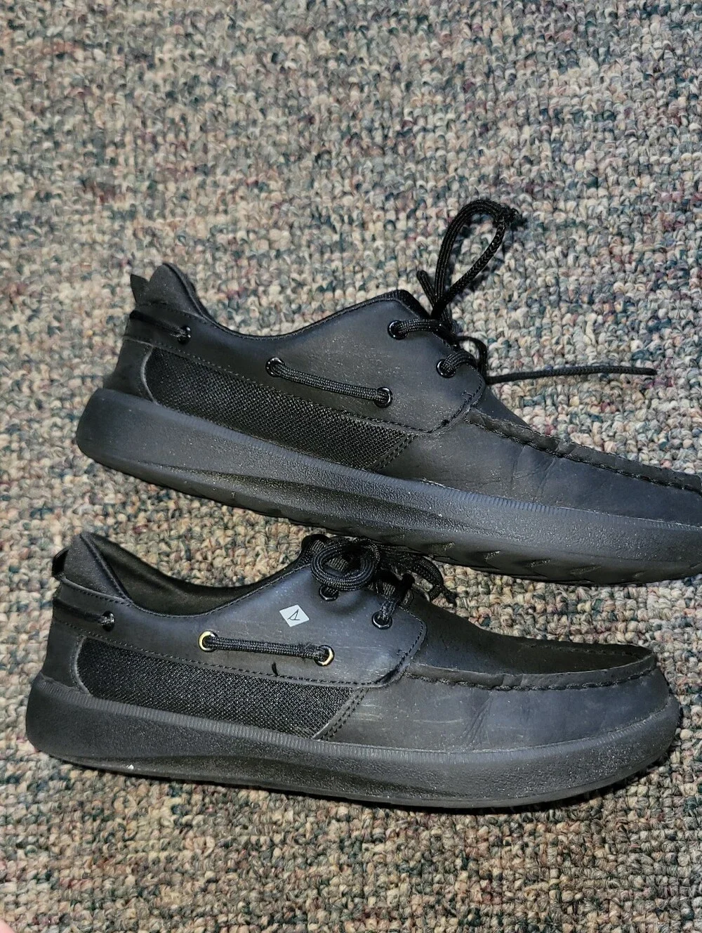 🛑Sperry Men's Black Boat Shoes with Lace-Up Detail